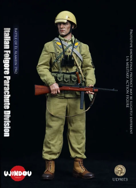 Pre-order the UJINDOU 1/6 Italian Folgore Parachute Division 1942 Figure (UD9073) at HobbyGalaxy.com. Features Beretta M38 SMG & gear.