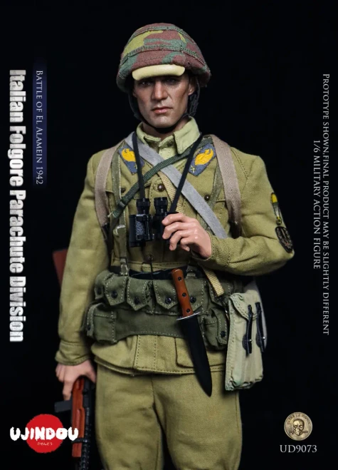 Pre-order the UJINDOU 1/6 Italian Folgore Parachute Division 1942 Figure (UD9073) at HobbyGalaxy.com. Features Beretta M38 SMG & gear.