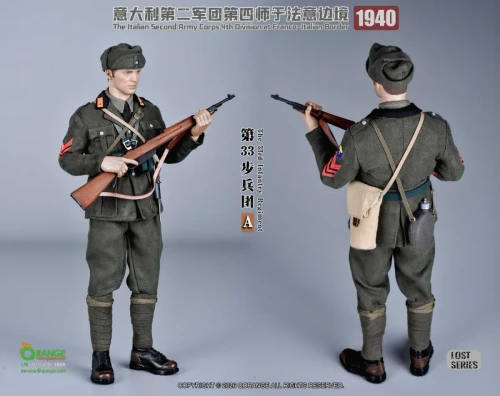 Pre-order the QORANGE QOTOYS 1/6 Italian 33rd Infantry Set (QOM-1058A) at HobbyGalaxy.com. Includes full uniform, accessories & Carcano rifle.