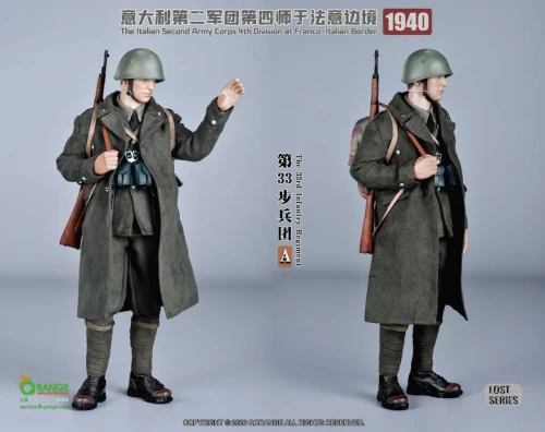 Pre-order the QORANGE QOTOYS 1/6 Italian 33rd Infantry Set (QOM-1058A) at HobbyGalaxy.com. Includes full uniform, accessories & Carcano rifle.