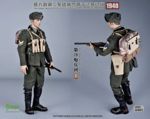 Pre-order the QORANGE QOTOYS 1/6 Italian 28th Artillery Set (QOM-1058B) at HobbyGalaxy.com. Includes full uniform, leather leggings & Beretta M1938A.