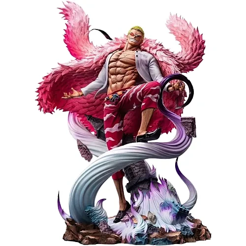 Pre-order the Jimei Palace One Piece Doflamingo Premium Ver. 1/6 scale statue at HobbyGalaxy.com. Features throne display & awakened string effects.