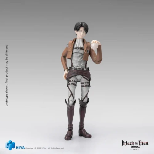 Pre-order the HIYA Toys Exquisite Basic Attack on Titan Levi Ackerman 1/12 action figure at HobbyGalaxy. Features ODM gear, blades & display stand!