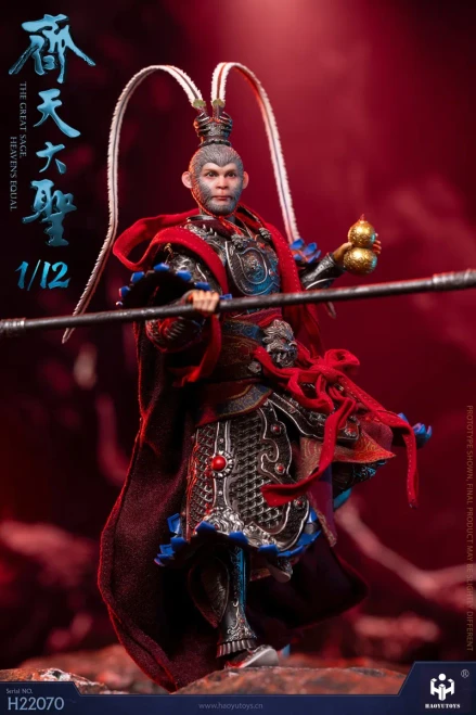 Pre-order the HAOYUTOYS 1/12 Myth Series The Great Sage Monkey King (Dark Version) H22070 at HobbyGalaxy.com. Includes diorama base, armor, and accessories.