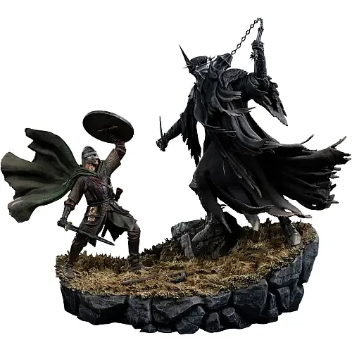 Pre-order the Iron Studios Lord of the Rings Éowyn vs. Witch-king 1/10 Deluxe Art Scale Statue at HobbyGalaxy.com. Limited edition hand-painted polystone diorama.
