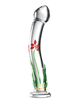 Icicles No. 21 Curved Glass Dildo With Floral Pattern