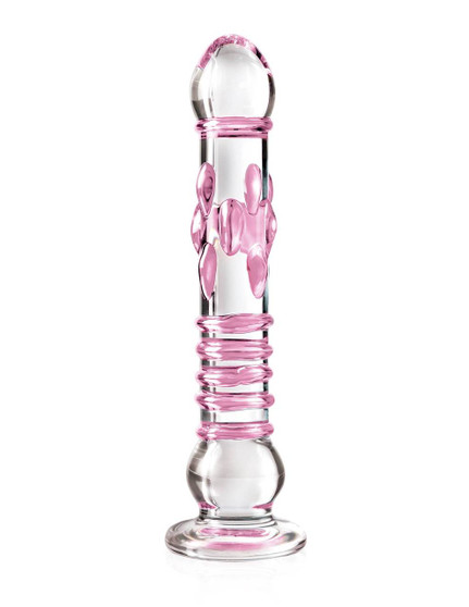 Icicles No. 6 Glass Dildo With Pebbled And Ridged Shaft