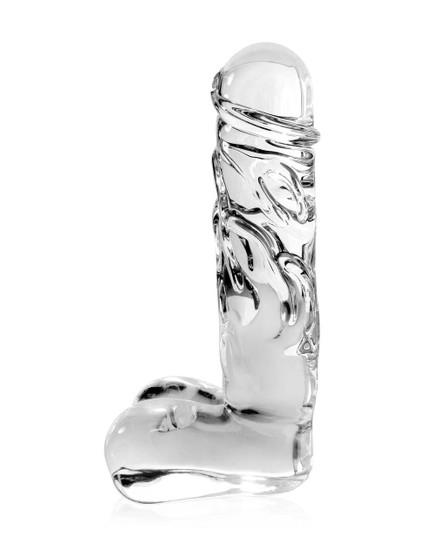 Icicles No. 40 Realistic Glass Dildo With Balls (Medium)