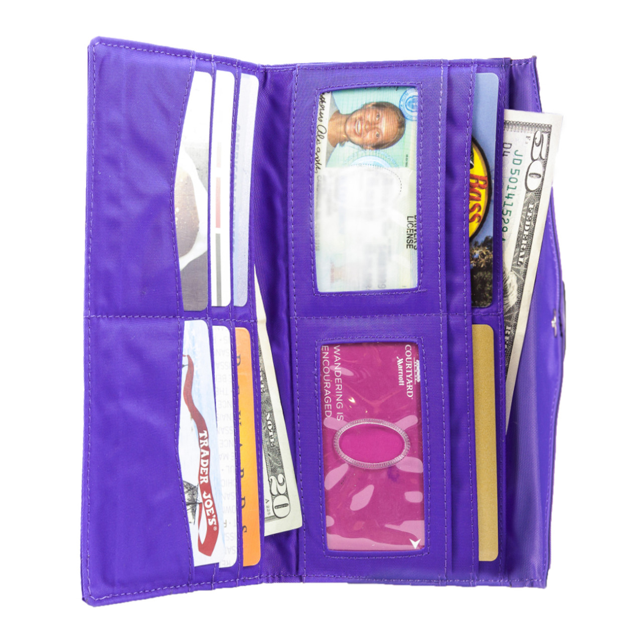 Small Slim Wallet - Light Weight - Added RFID Fabric - Purple