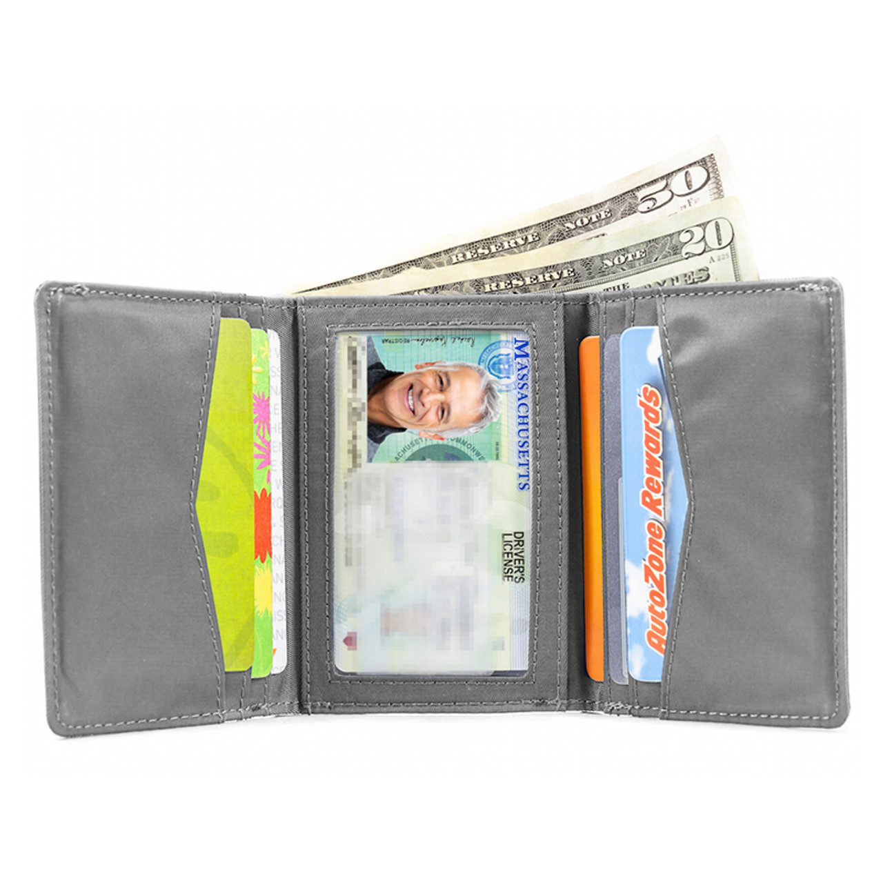 Cotton Wallet Tri Fold Velco Wallet Zipper Pockets Unisex Men's