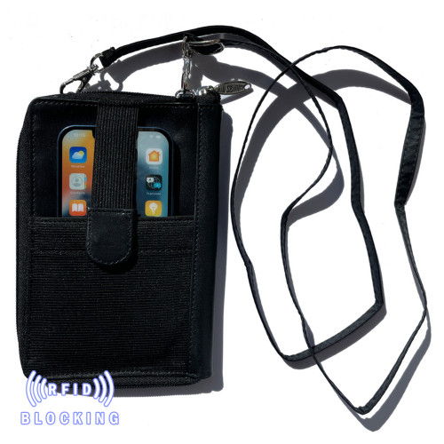 LEATHER RFID BLOCKING CAMBRIDGE CROSSBODY PHONE WALLET