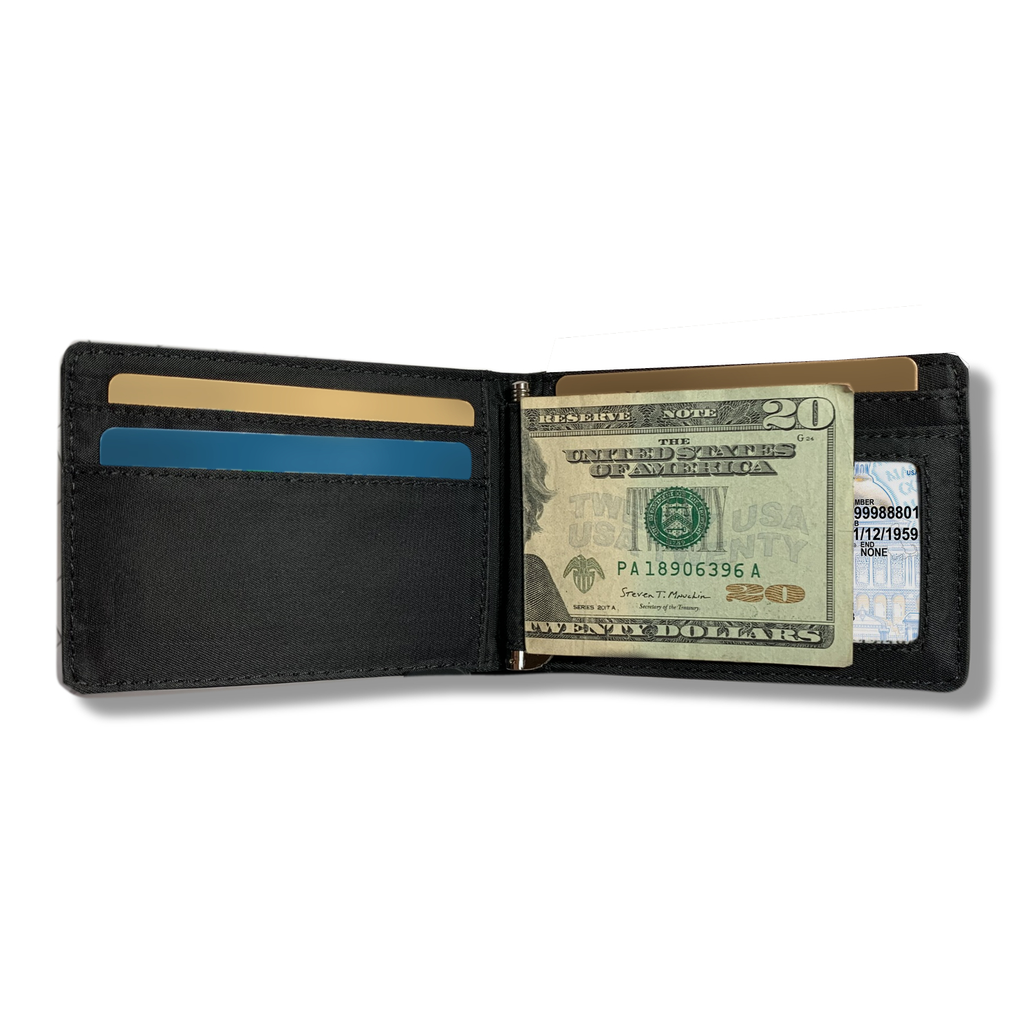 Leather Acrobat Money Clip Bi-Fold Wallet