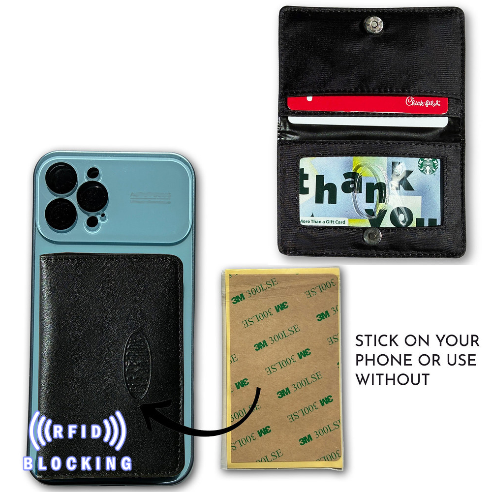 Leather RFID Blocking Magnetic Phone Card Case