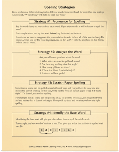 AAS Level 4 Spelling Strategies Chart