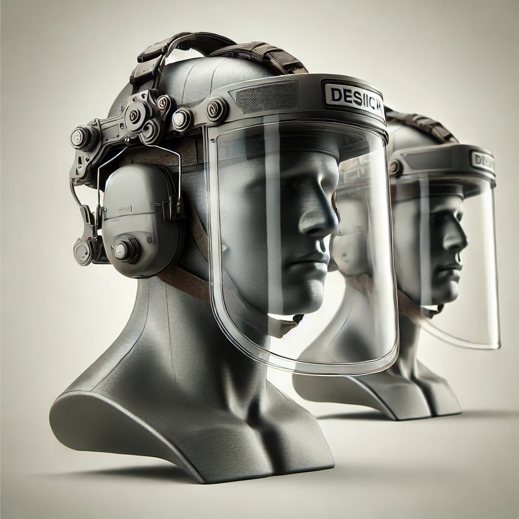 Face shields with headgear