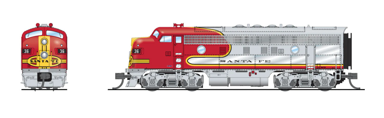 ATSF, Santa Fe, 9054, F3A, Stealth, DC, DCC-ready, No sound, N, N scale