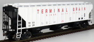 Intermountain 45393-12 Terminal Grain #1047 4750 CF Rib-Sided 3-bay Hopper NEW Date 5-78 HO