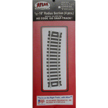 Atlas 835 18" Radius 1/3 Curved Track Code 100 HO gauge (4 per pack)