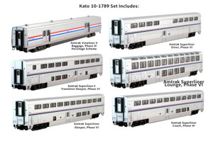KATO N scale 10-1789 Amtrak Superliner Set 6-car set