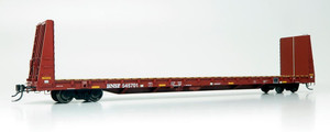 Rapido 147008A BNSF (Mineral Brown) Marine Industries Bulkhead Flat Car #545801 HO