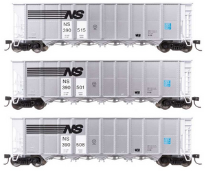 Walthers Mainline 910-56878 - 50' RD-4 Hopper 3-Pack Norfolk Southern (NS) 390503, 390506, 390518 - HO Scale