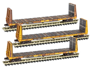 MT 993 05 560 TTX Weathered 61' Bulkhead Flat Cars 3-oack  N scale