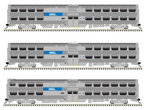 Atlas 10004160set Metra Commuter Set ( 1 Atlas 10004160 Metra (Milwaukee Road paint) MP-36 DCC Sound Equipped Locomotive #405,  1 Atlas 20007054 Type 8500 Cab Car #8572 & 2 Atlas Type 6000 Trailer Coaches #'s 6069 & 6127 ) HO