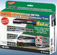 KATO N scale 106-8701 Chicago Metra Gallery Bi-Level Commuter Set  MP36PH & 3-Bi-Level cars
