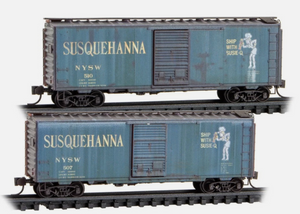 Micro-Trains 983 05 107 Susquehanna "Susie-Q" Weathered Box Car 2-pack N scale