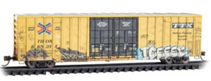 Micro-Trains 123 44 019 TTX Weathered/Graffitied 60' Rib Side Double Plug Door Box Car N scale