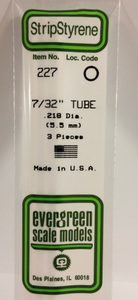 Evergreen 227 - .219" (5.5mm) OD OPAQUE WHITE POLYSTYRENE TUBING