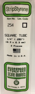 Evergreen 254 1/4" Sq. Tube