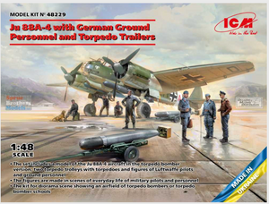ICM 48229 Ju-88a-4 w/German ground personnel and torpedo trailers 1/48