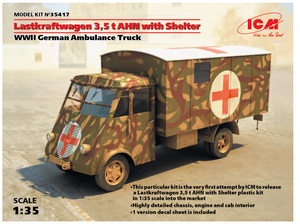 ICM 35417 Lastkraftwagen 3.5t AHN with Shelter, German WWI Ambulance Truck 1/35
