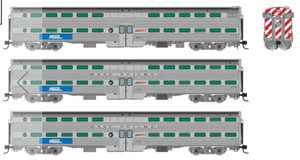 Rapido 545009 Metra BNSF Swoosh Gallery Commuter Cars 3-car set SET #1 (1-Cab, 2-Coaches) N scale