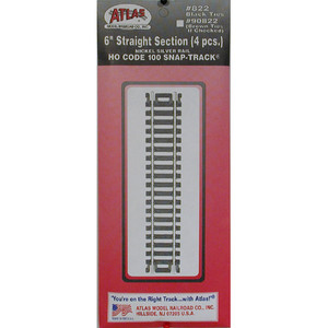 Atlas 822 6" Straight Track Code 100 HO gauge (4 per pack)