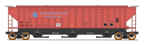 Intermountain 453103-03 State Line Elevator #18012 4750 CF Rib-Sided 3-bay Hopper NEW Date 5-78 HO