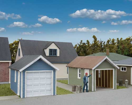 Walthers Cornerstone 933-3796 Single Car Garage 2-pack Kit HO