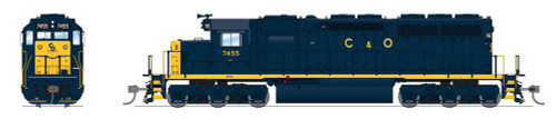 BLI 9032 EMD SD40, C&O 7455, Blue w/ Yellow, No-Sound / DCC-Ready, HO