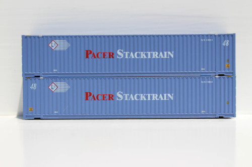 JTC 485017 Pacer Stack Train Faded Scheme 'PCR' body style 48' HC 3-42-3 corrugated containers with Magnetic system N scale
