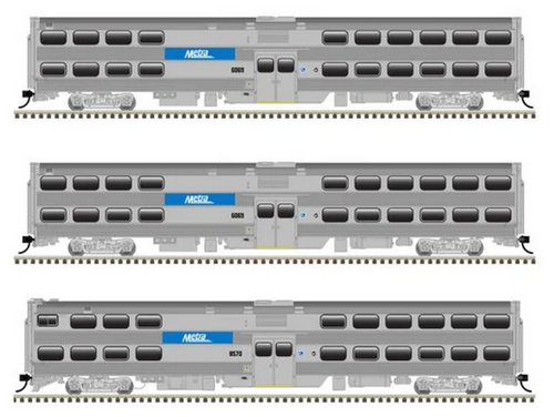 Atlas 10004160set Metra Commuter Set ( 1 Atlas 10004160 Metra (Milwaukee Road paint) MP-36 DCC Sound Equipped Locomotive #405,  1 Atlas 20007054 Type 8500 Cab Car #8572 & 2 Atlas Type 6000 Trailer Coaches #'s 6069 & 6127 ) HO