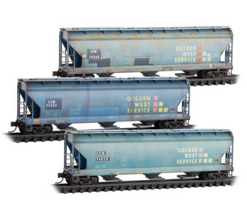 MT 983 05 092 SSW/ ex-Golden West Service Weathered 3-bay Covered Hoppers 3-pack  N scale