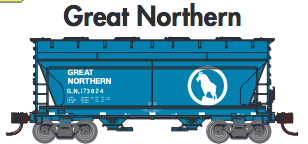 Athearn N 23343 Great Northern ACF 2970 2-bay Covered Hopper #173824 N scale