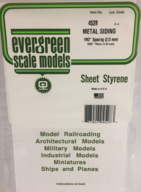 Evergreen 4528 - .080" OPAQUE WHITE POLYSTYRENE CORRUGATED SIDING