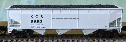 Bluford 74080 Kansas City Southern 70T 3-bay Offset Side Hopper #6853 N scale