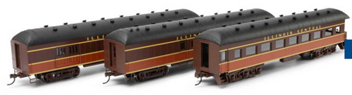Athearn 73039 Illinois Central Arch-Roof Combine, Dining & Observation Cars HO