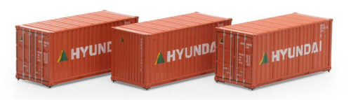 Athearn 27783 Hyundai 20' Container 3-pack HO