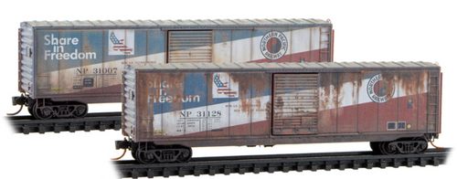 Micro-Trains 983 105 109 Northern Pacific "Share in Freedom" 50' Single Door Box Cars #'s 31007 & 31128 N scale