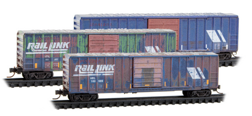 Micro-Trains 983 105 108 Montana Rail Link Weathered 3-pack  50' Single Door Box Cars #'s 100980, 100982 & 100989 N scale