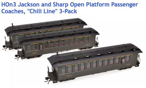 Blackstone Models B350112 "Chili Line" Passenger Coach 3-car set HOn3